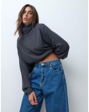 ASOS Supersoft Drape Funnel Batwing Top - Blue