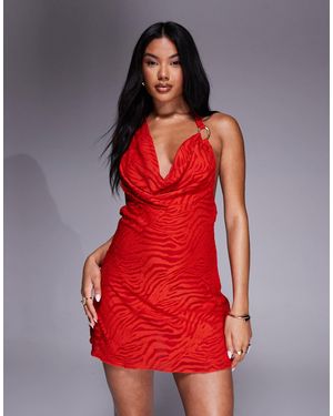 Oh Polly Cowl Neck Mini Dress - Red