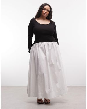 ASOS Asos Design Curve Scoop Neck Long Sleeve Hybrid Maxi Dress - Multicolor