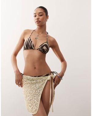 Reclaimed (vintage) Tie Side Beach Skirt - White