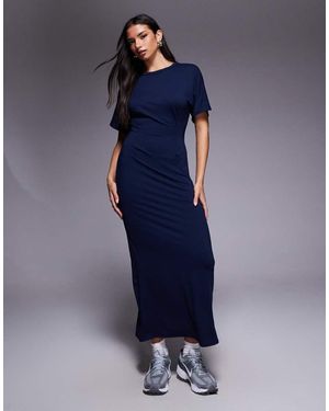 ASOS T-shirt Front Seam Detail Midi Dress - Blue