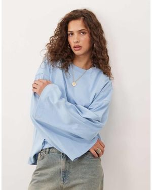 ASOS T-Shirt Girocollo Con Maniche Lunghe A Kimono - Blu