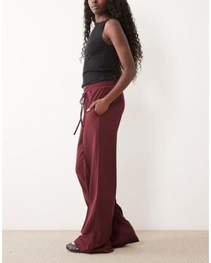 Vila Pantaloni A Gamba Larga Con Coulisse Bordeaux - Rosso