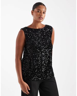 Pieces Plus Pieces curve – pailletten-oberteil - Schwarz
