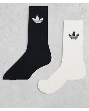 adidas Originals Trefoil 2 Pack Fluffy Crew Socks - Black
