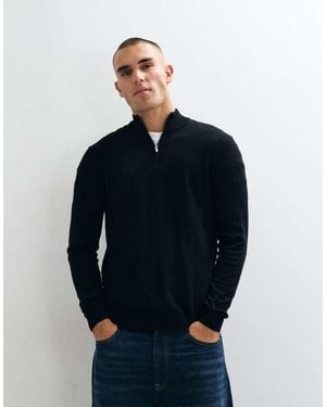 Only & Sons 1/4 Zip Heavy Knit Jumper - Blue