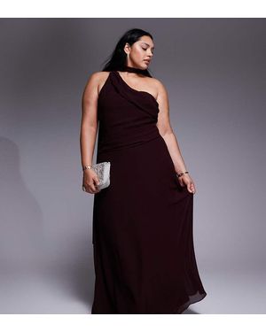 Tfnc Plus Vestido Largo Asimétrico Con Pañuelo Al Cuello De -Rosa - Morado