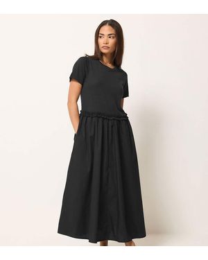 PixieGirl Petite Mixed Ruffle Maxi Dress - Black