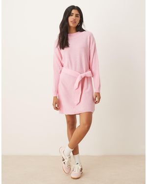 Glamorous Belted Mini Jumper Dress - Pink