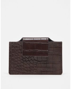 ASOS Textured Croc Card Holder - Brown