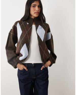 Cotton On – gestrickte bomberjacke - Blau