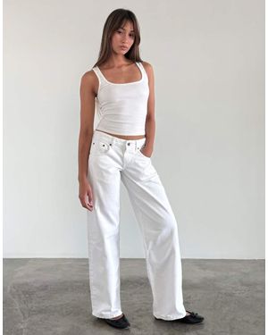 Motel Vaqueros Puro De Talle Bajo Con Diseño Paralelo De - Blanco