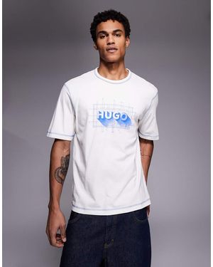 HUGO Nothal Graphic Chest Logo T-shirt - Grey