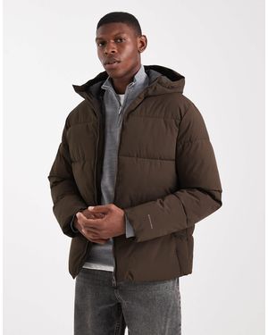 Jack & Jones Hooded Puffer Jacket - Brown