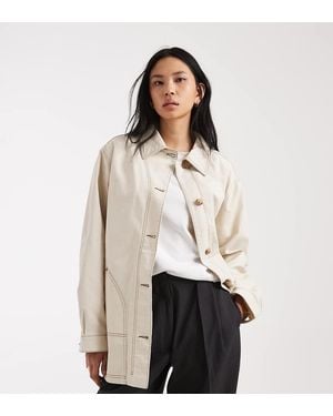 ASOS Asos Design Tall Oversized Cotton Harrington Jacket - Natural