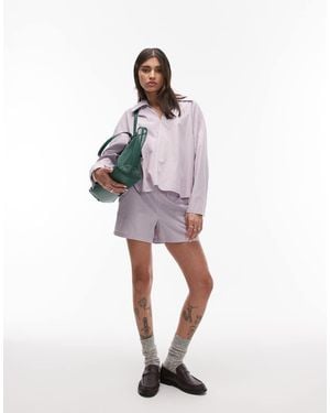 Résumé Pantaloncini Color Rame A Righe Con Coulisse - Bianco