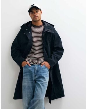 ARKET Waxed Cotton Hooded Rain Jacket - Blue