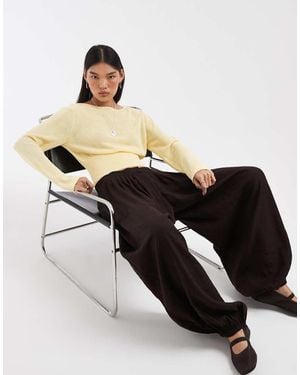 & Other Stories Pure Cotton Ribbed Waist Open Neck Light Knitted Top - Yellow