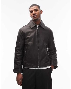 AllSaints Garrison Leather Jacket - Grey