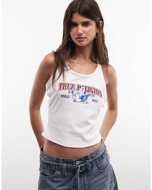 TRUE RELIGION Top De Tirantes Con Espalda De Nadador Y Logo Clásico Adornado Con Cristales En-Negro - Blanco