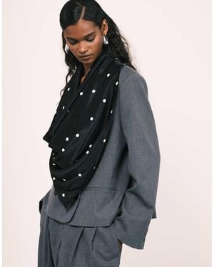 ASOS Satijnen Sjaal Met Stippenprint - Blauw