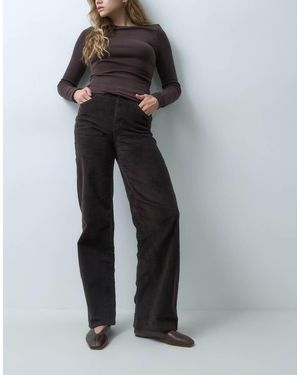 Vero Moda Tessa High Waist Straight Leg Corduroy Trousers - Black