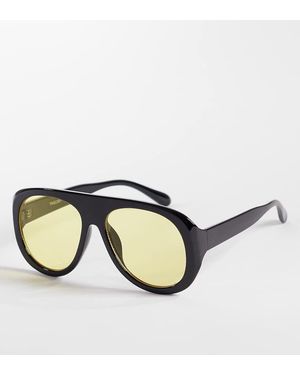 Kaiia Gafas De Sol Negras Gruesas De Estilo Aviador Con Lentes Amarillas Exclusivas De - Neutro