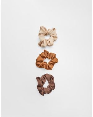 Stradivarius Set Of 3 Scrunchies - White