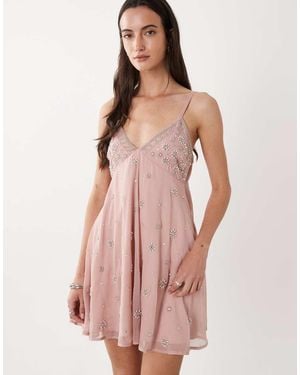 Miss Selfridge Embellished Cami Mini Dress - Pink