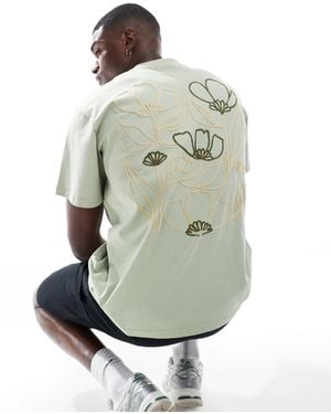 Pull&Bear Back Floral Graphic T-shirt - White