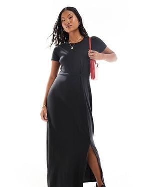 Vero Moda Knotted T-shirt Maxi Dress With Split - Black