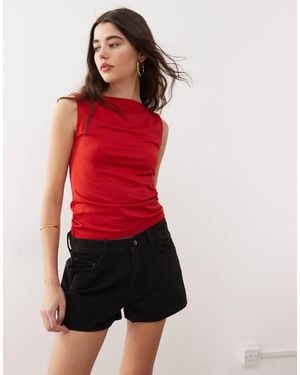 Weekday Low Waist Loose Fit Denim Shorts - Pink