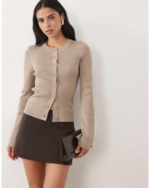 Pretty Lavish Cardigan Lavorato A Maglia Con Bottoni E Maniche A Campana - Neutro