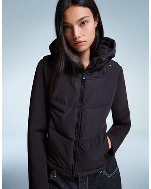 Bershka Contrast Neoprene-effect Puffer Jacket - Blue