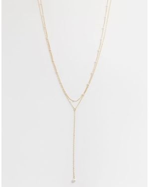 ASOS Delicate Lariat Necklace With Station Faux-pearl Detail - White