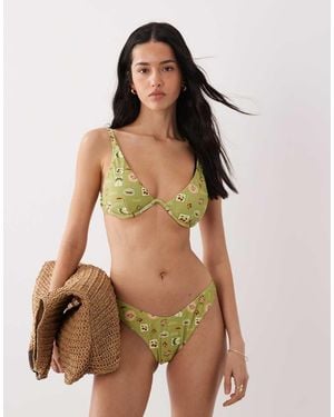 New Look Fruit Print Voop Bikini Bottoms - Brown