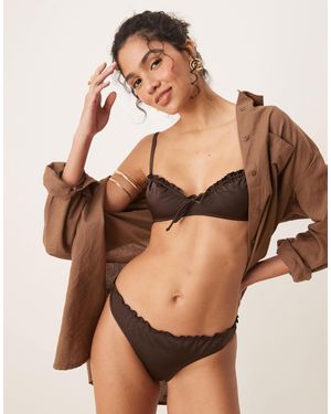 Free Society Ruched Bikini Bottom - Brown