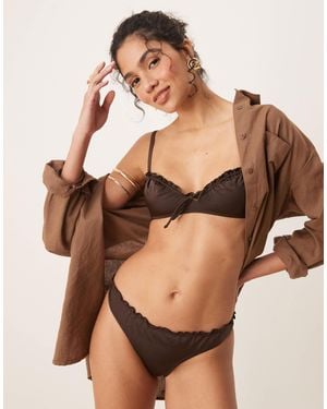 Free Society Ruched Bikini Bottom - Brown