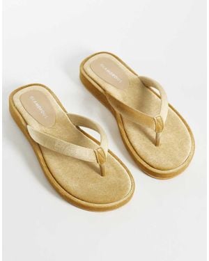 Glamorous Velvet Flip Flops - Natural