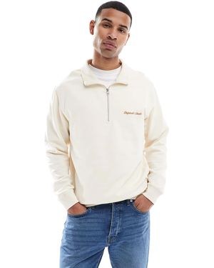 Jack & Jones Relaxed Quarter Zip Sweatshirt - White