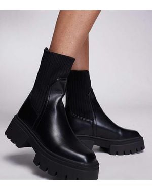 SIMMI Botines Negros De Estilo Calcetín Malakai De Simmi London Wide Fit
