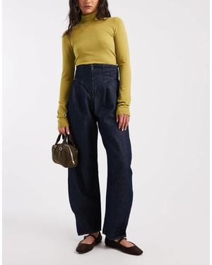 ASOS High Waist Barrel With Corset Detail - Blue