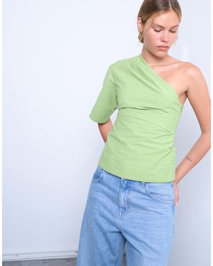 TOPSHOP Off Shoulder Drape Neck - Green