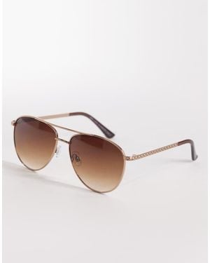 New Look Metal Aviator Sunglasses - Brown