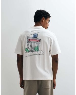 Abercrombie & Fitch Camiseta Premium De Tejido Grueso Con Gráfico En - Blanco