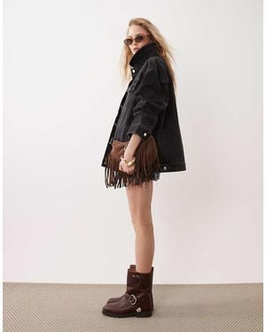 Miss Selfridge Oversized Denim Jacket - Natural