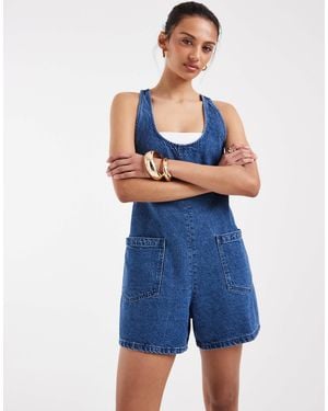 ASOS – jeans-playsuit - Blau