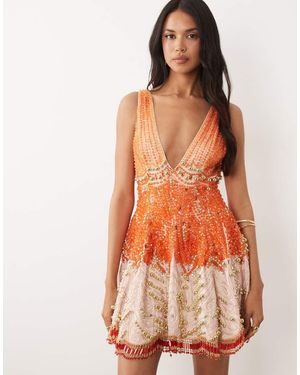 ASOS Embellished Corset Cupped Mini Dress - Orange