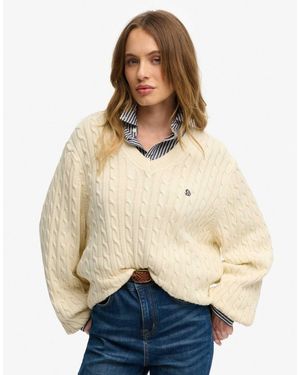 Superdry – oversize-pullover - Natur