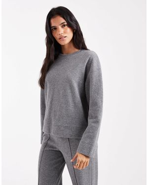 Threadbare Co-ord Cotton Jersey Mix Long Sleeve Sweatshirt - Grey